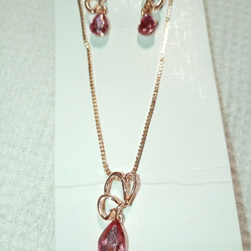Butterfly on Drop Jewelry Set, rose gold plated