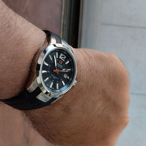 Swiss Military Hanowa men's wristwatch, black and silver