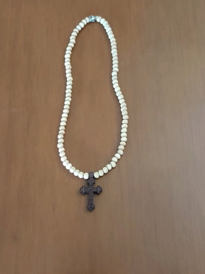 Wooden necklace with cross new