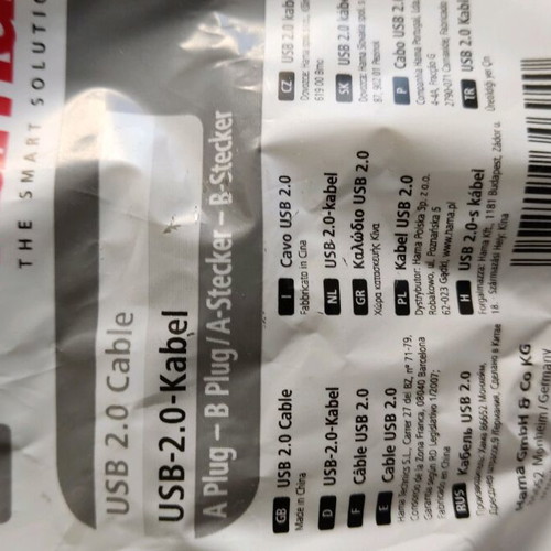 HAMA καλώδιο USB 2.0 1,5μ A-Male σε B-Male καινούργιο