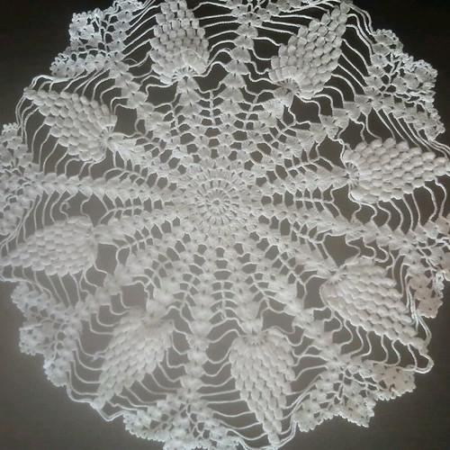 Handmade crocheted doily used, round 34×34 cm