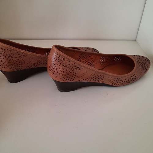 Geox Respira leather platform shoes size 38 used, brown