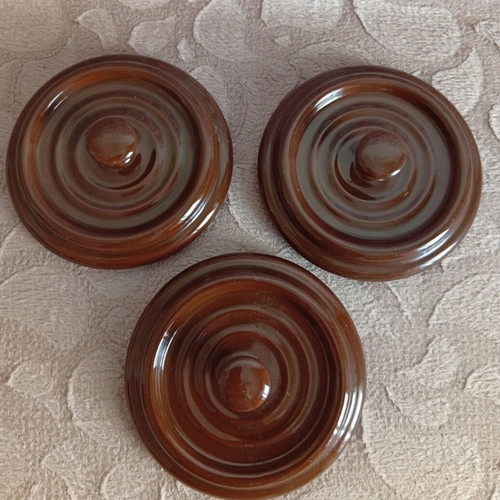 Set of 3 heavy ceramic lids, 12 cm diameter