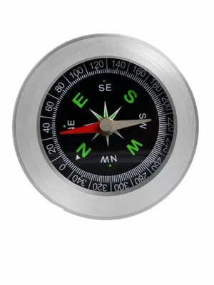 Metal hand compass new, stainless steel with phosphorescent markings