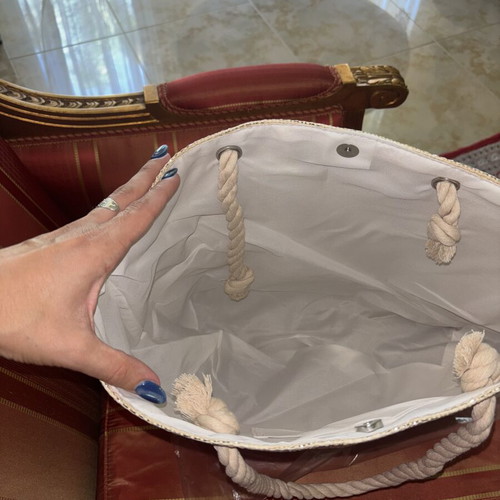 Beach bag new, beige and silver shoulder style