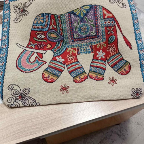 Fabric tote bag with elephant design, handmade, new