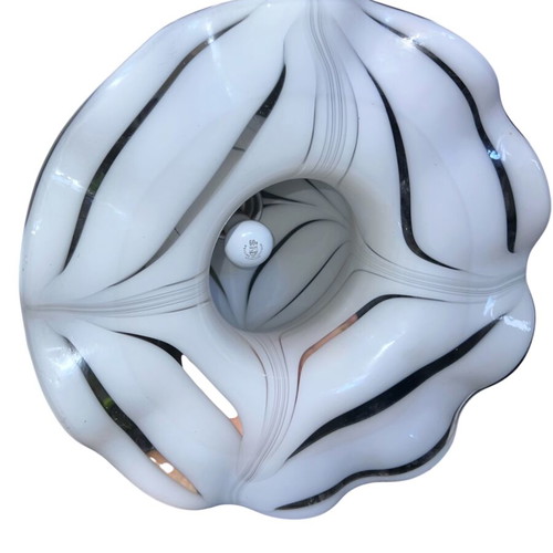 Vintage opaline glass ceiling light 60s like new, Murano style Ø38