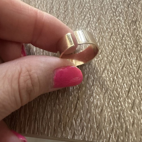 Wide gold-colored adjustable band ring, new
