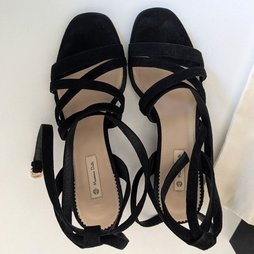 Massimo Dutti black sandals size 37 with block heel like new