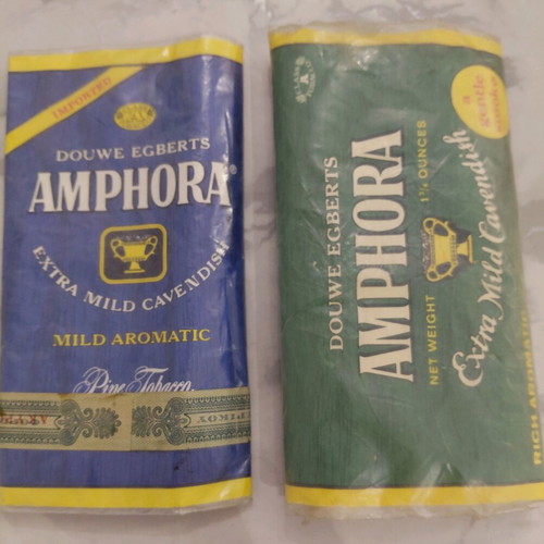 Vintage Amphora pipe tobacco pouches used, 1970s