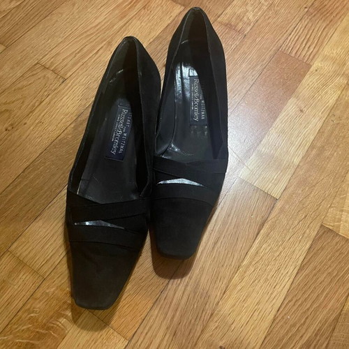 Vintage Russell & Bromley X Stuart Weitzman black suede pumps used, size 38