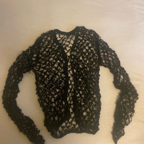 Mesh cardigan used with sequins black, size S