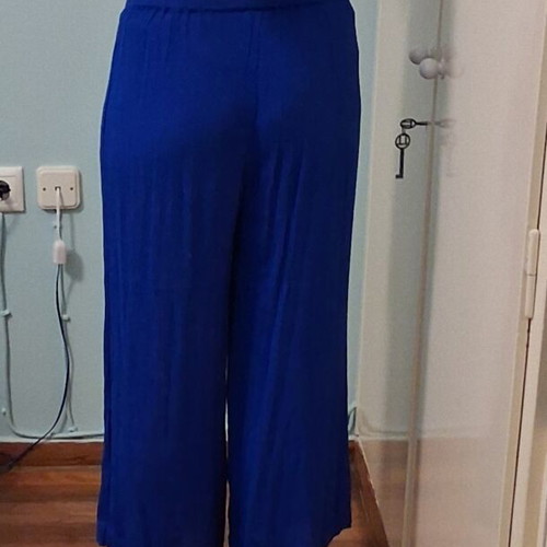High-waisted palazzo pants with elastic and belt like new, blue