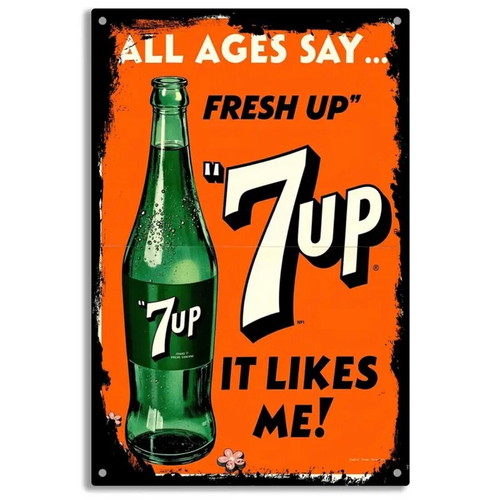 7up Retro Vintage Style Metal Wall Sign 20x30cm New