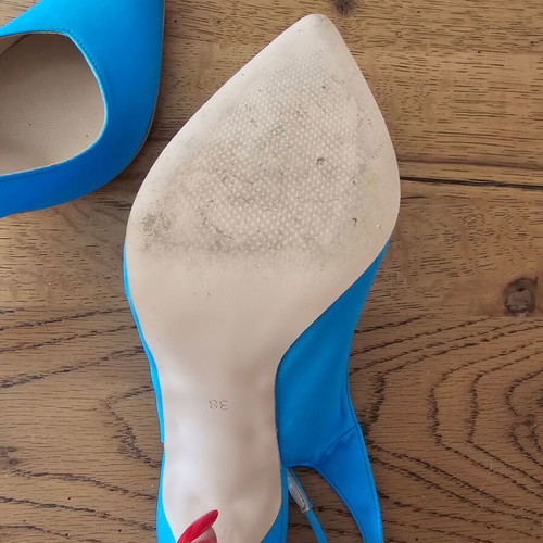 Envie Shoes satin heels size 38 like new, blue with ankle straps