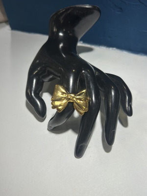 Bow ring stainless steel new, gold color with adjustable size