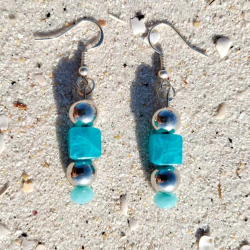 Handmade blue summer necklace and earings
