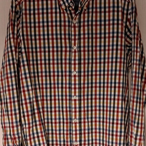 Massimo Dutti checked shirt used, size L, white and red