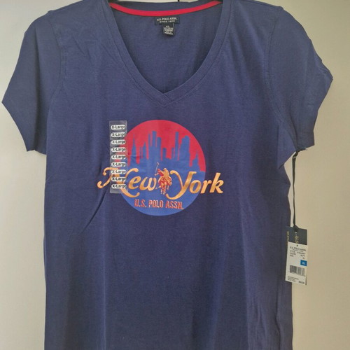 US POLO ASSN. women's short-sleeve T-shirt XL new, blue