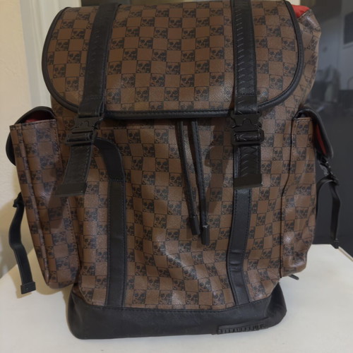Sprayground DLXV Monte Carlo Skull Check Backpack like new, brown