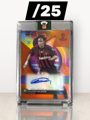 Filippo Inzaghi Autograph Topps Finest AC Milan card, like new, limited 25