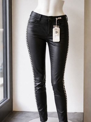 Παντελόνι Δερματίνη BSB Jeans Sadie Καινούργιο Μαύρο με Studs