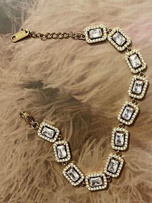 Riviera bracelet new, gold color, stainless steel with zirconia