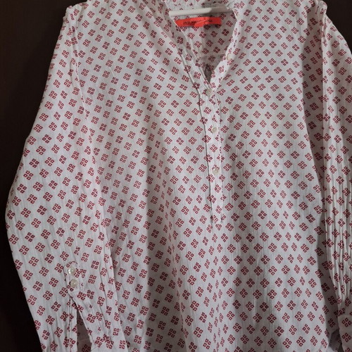 Mango women's shirt used, long sleeve, size M, white and red