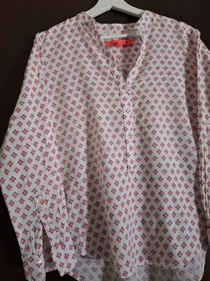 Mango women's shirt used, long sleeve, size M, white and red