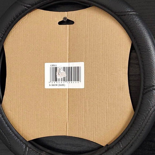 Car steering wheel cover leatherette with stitching black Small 36cm new