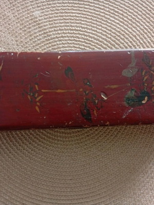 Antique Asian Wooden Calligraphy Case Used with Red Lacquer