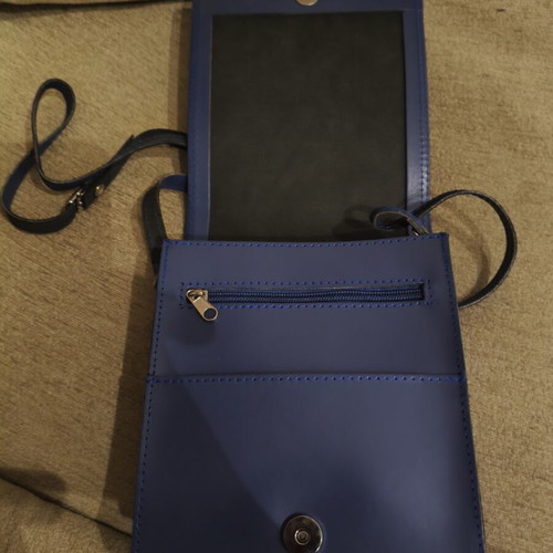 Crossbody bag blue genuine leather new handmade JK Leather