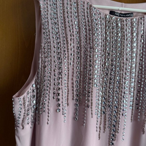 Pink pastel dress large size with glitter and stones new