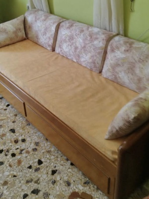 Sofa bed with solid wood frame, double bed with mattresses
