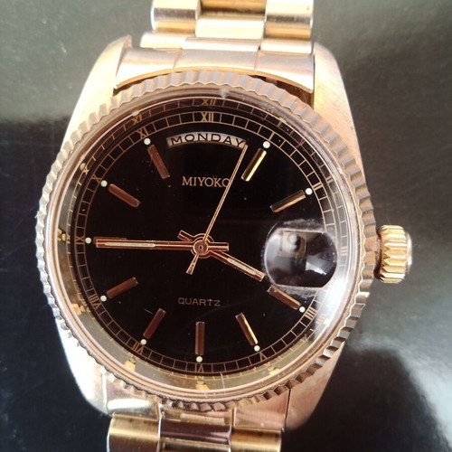 Miyoko quartz men's watch used, vintage, gold color