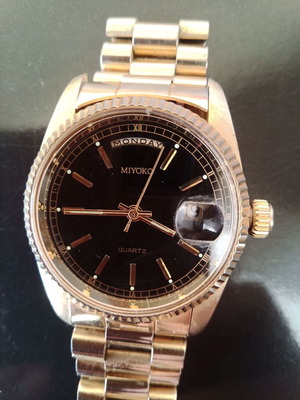 Miyoko quartz men's watch used, vintage, gold color