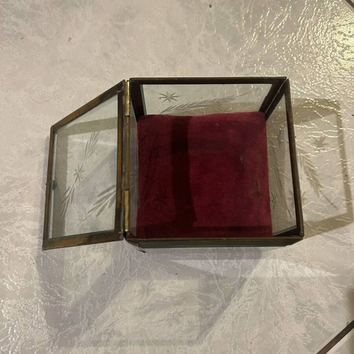 Antique box used with crystal glass and brass details