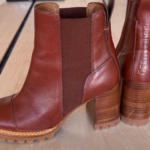 See By Chloe brown ankle boots size 38.5 like new