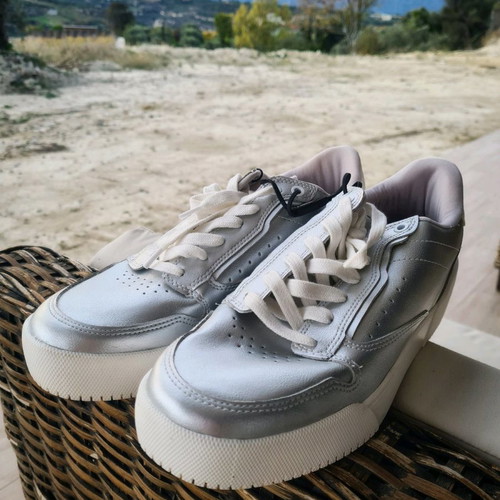 Zara sneakers new, silver with white sole, size 39