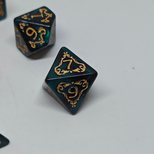 RPG Dragon Marble Polyhedral Dice Set 7 Pieces like new