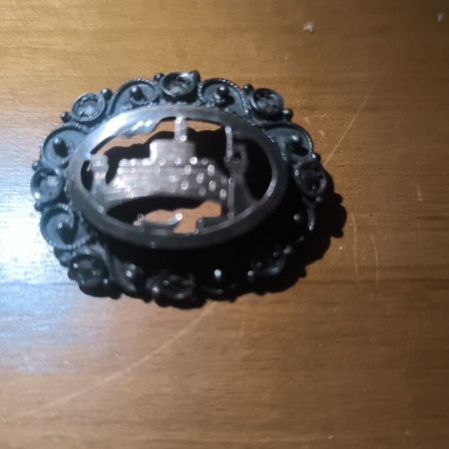 Vintage Rodian Silver-Gold Brooch with Marcasite used