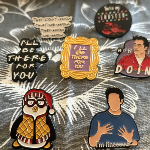 Friends enamel pin set of 7 new, colorful and silver