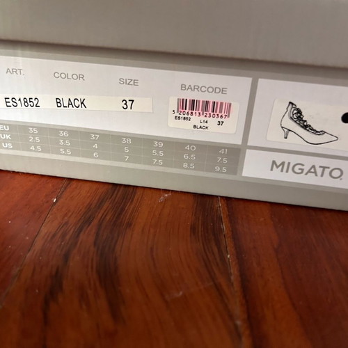 Migato women's black shoes used size 37, pumps