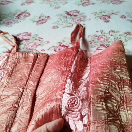 Vintage formal set used skirt mermaid top scarf apricot