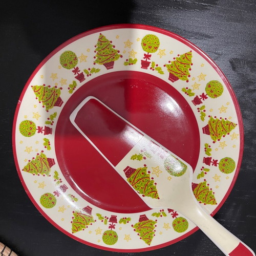Christmas plate with big spoon used