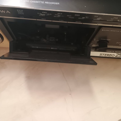 Aiwa CS-250V radio cassette player used with aux input and 4-band radio