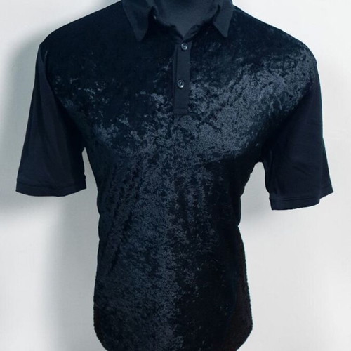 Men's Black Polo Shirt in Crushed Velvet Like New