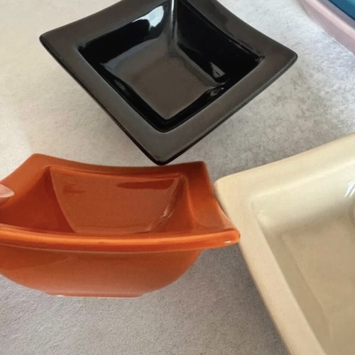 Set of 6 small square bowls used, colorful