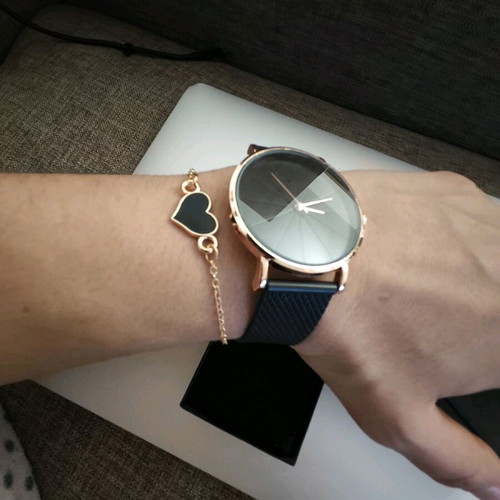 Watch and bracelet set new, black and gold