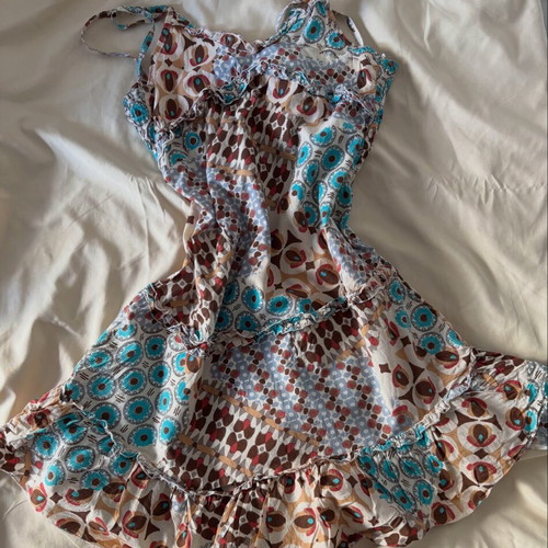 Y2K Boho Patchwork Ruffle Cami Top/Dress like new by Miss Julie